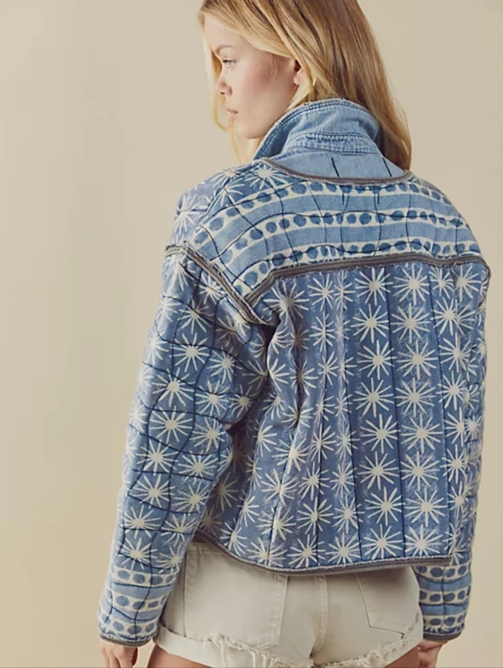 Free People Kara Quilted Jacket 💙🩵🤍 - Picture 2 of 11